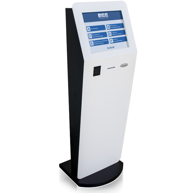 Dispensador de Senhas, Quiosque multimédia, Quiosque Filas de Espera, Quiosque [QMTZ1] - Branco